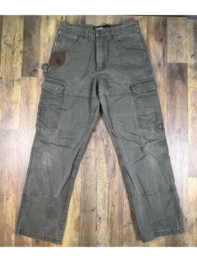 Wrangler Riggs Double Knee Cargo Pants 32x32 Khaki Green Workwear Utility Worn